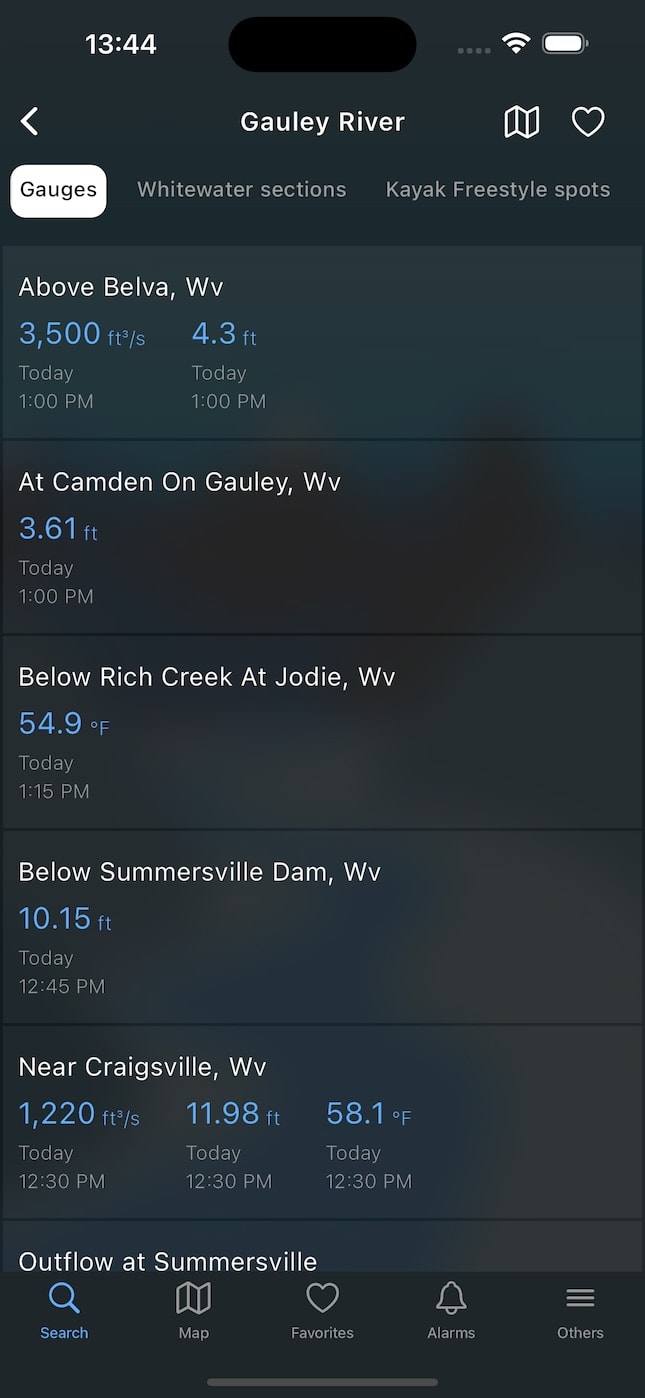RiverApp river page screenshot